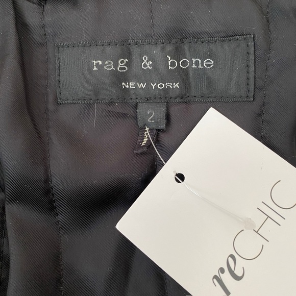 Rag & Bone Minerva Leather Removable Shearling Collar Zip Front Biker Jacket - Picture 11 of 12